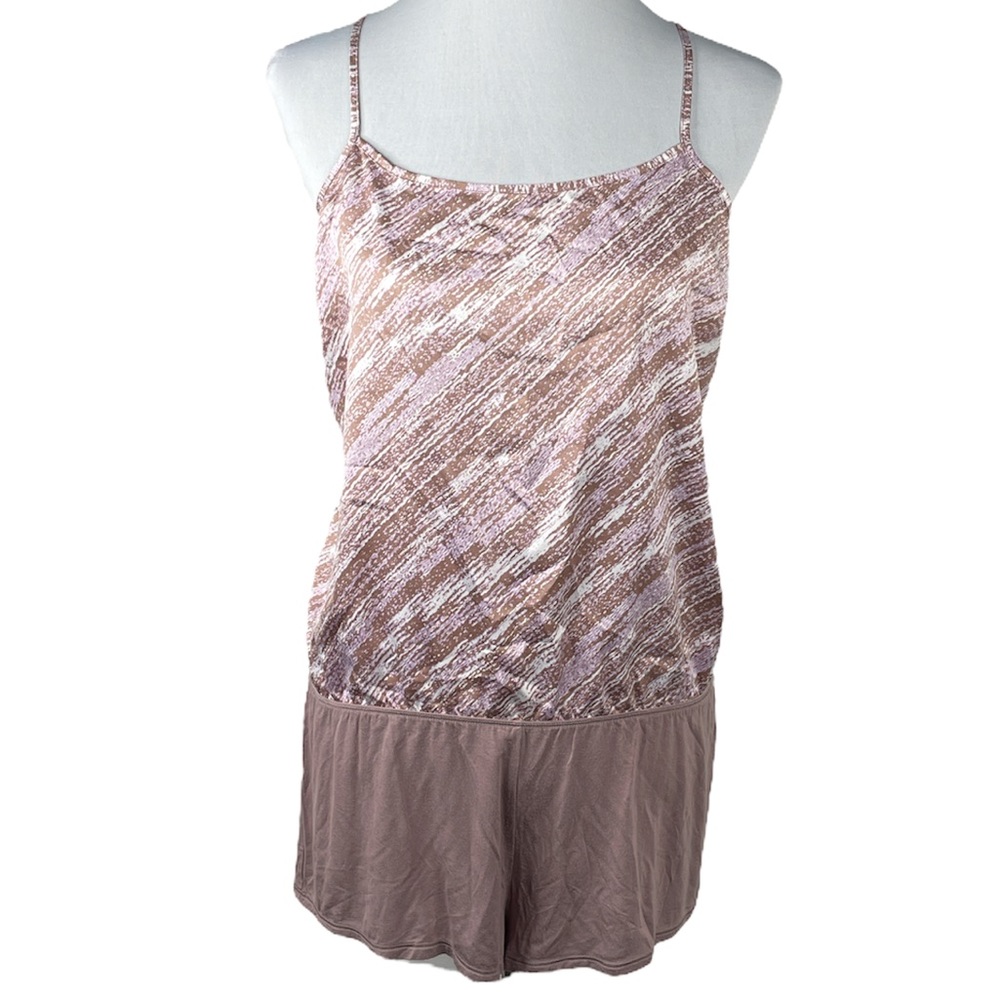 Victoria’s Secret Sleep Romper Taupe Purple Cream Size Large